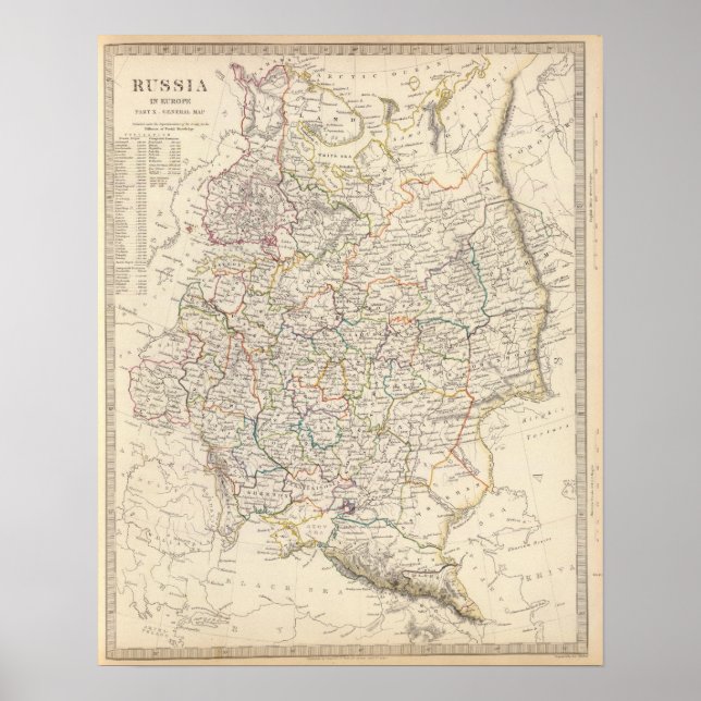 Pôster Mapa geral da Rússia na Europa (Frente)