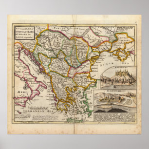 Pôster Mapa geral da Turquia na Europa