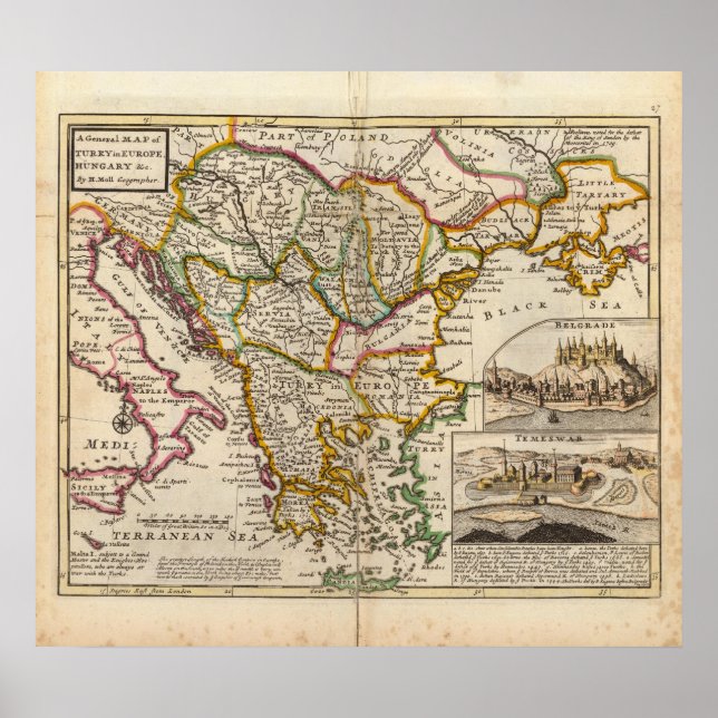 Pôster Mapa geral da Turquia na Europa (Frente)