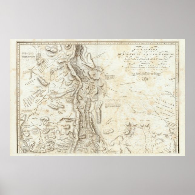 Pôster Mapa geral do Reino da Nova Espanha (Frente)