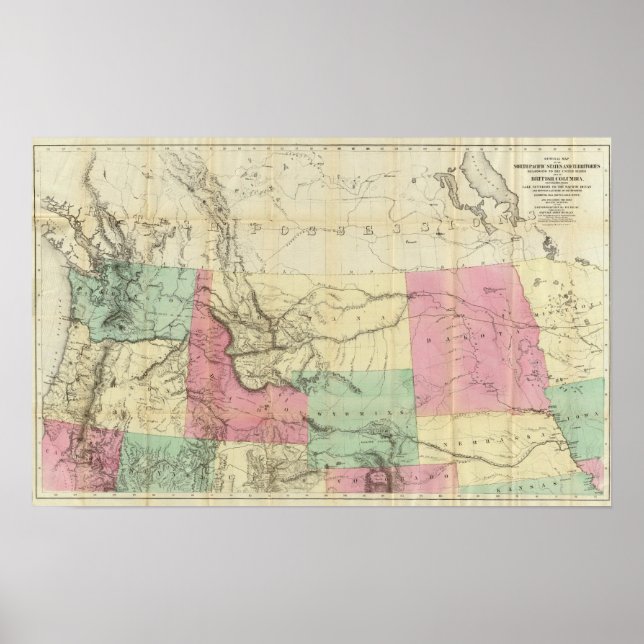 Poster Mapa geral dos Estados do Pacífico Norte (Frente)