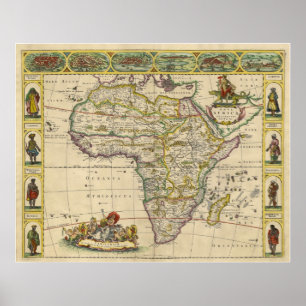 Poster Mapa gravado cobre de África continental em 1660
