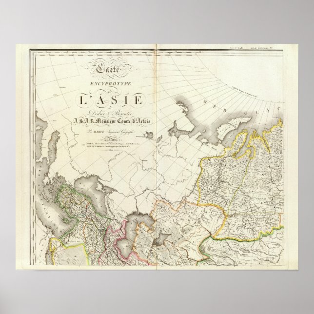 Poster Mapa gravado na Turquia, Rússia e Ásia (Frente)