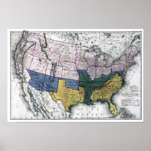 PÔSTER MAPA: GUERRA CIVIL, 1864