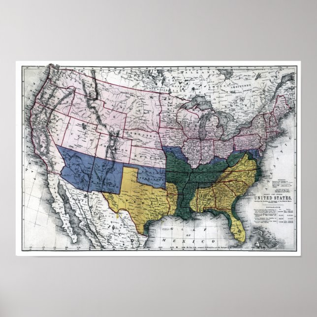 PÔSTER MAPA: GUERRA CIVIL, 1864 (Frente)