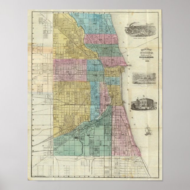 Poster Mapa guia de Chicago (Frente)