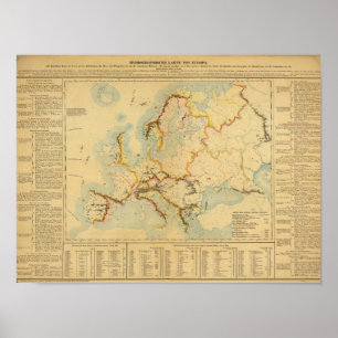 Pôster Mapa hidrográfico de Europa