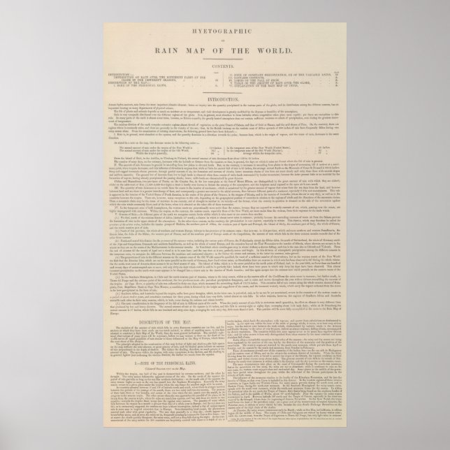 Pôster Mapa hietográfico ou chuvoso do mundo (Frente)