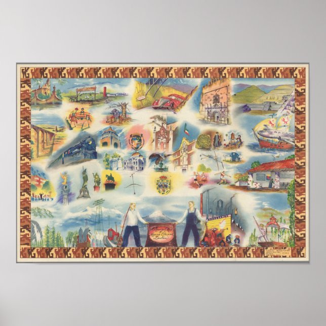 Poster Mapa hipotético da Cidade do México e dos arredore (Frente)