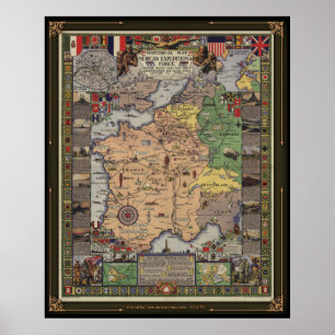 Poster Mapa histórico - corpo expedicionário americano