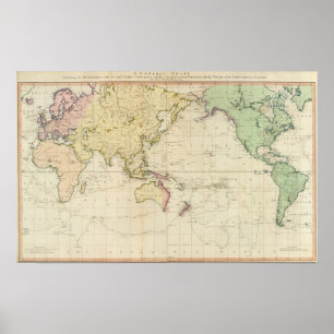 Pôster Mapa histórico da carta geral