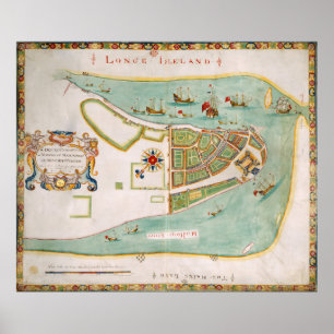 Pôster Mapa histórico da Nova Iorque (1664)
