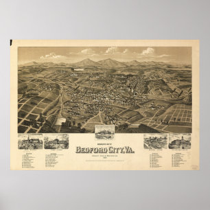 Pôster Mapa histórico de Bedford Virgínia