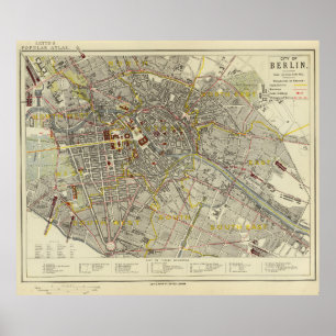 Poster Mapa Histórico de Berlim 1883 – Letts Popular Atla