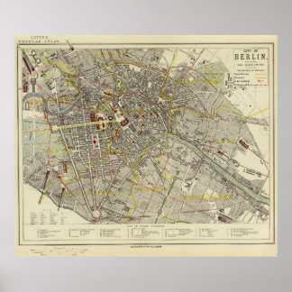 Poster Mapa Histórico de Berlim 1883 – Letts Popular Atla