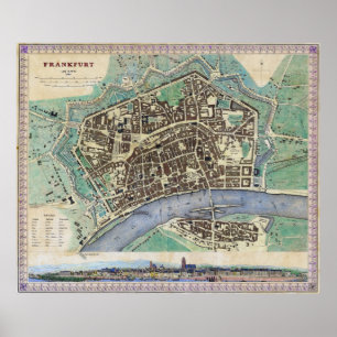 Poster Mapa histórico de Francoforte Alemanha Am Mayn