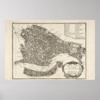 Mapa histórico de Veneza, Itália (1763)