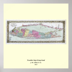 Poster Mapa histórico de viajantes de Long Island entre 