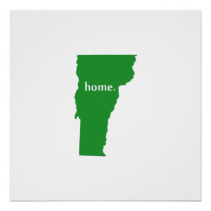 Pôster Mapa home do estado da silhueta de Vermont