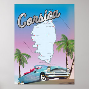 Poster Mapa ilustrado da Córsega