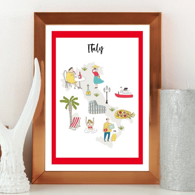 Poster Mapa Ilustrado de Atividades da Itália (Criador carregado)