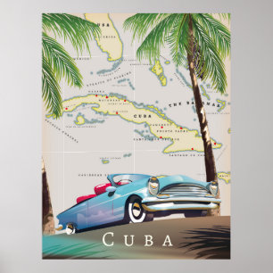 Poster Mapa ilustrado de Cuba
