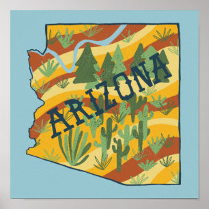 Poster Mapa Ilustrado de Estado de Arizona