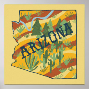 Poster Mapa Ilustrado de Estado de Arizona
