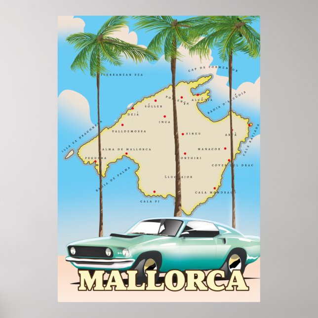 Poster Mapa ilustrado de Maiorca (Frente)