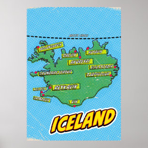 Poster Mapa ilustrado de Nova York em Pop Art