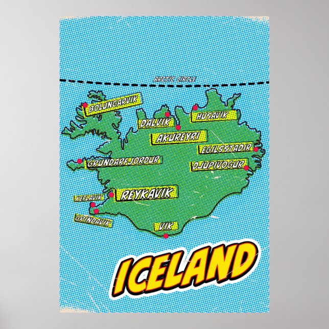 Poster Mapa ilustrado de Nova York em Pop Art (Frente)