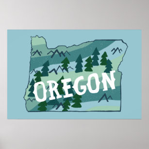 Poster Mapa Ilustrado de Oregon