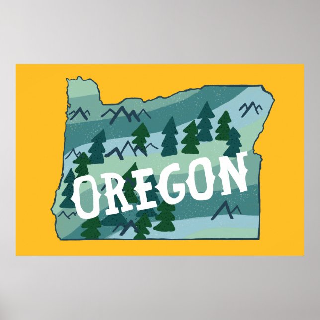 Poster Mapa Ilustrado de Oregon (Frente)