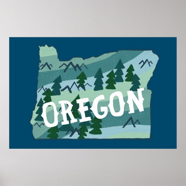 Poster Mapa Ilustrado de Oregon (Frente)