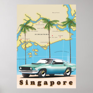 Poster Mapa ilustrado de Singapura