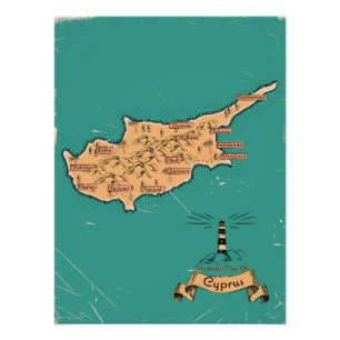 Pôster Mapa ilustrado de Viagem Chipre