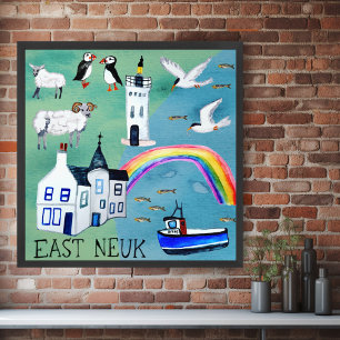 Poster Mapa Ilustrado EAST NEUK do Caminho Costeiro do Fi