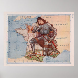 Poster Mapa Ilustrativo de Vintage France Joan of Arc (19
