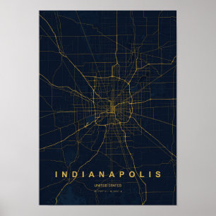 Poster Mapa Impresso Estilizado de Indianapolis Indiana