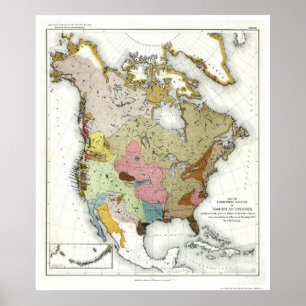 Pôster Mapa indiano 1890 da linguística