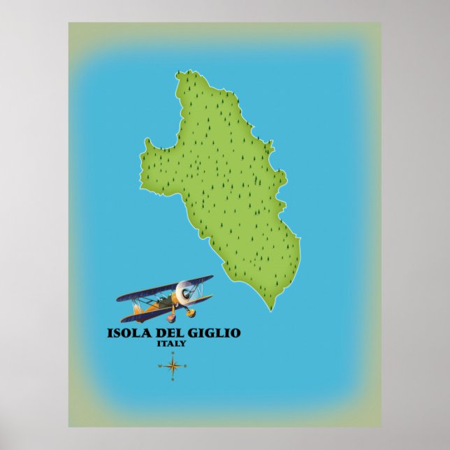 Poster Mapa Isola del Giglio Itália (Frente)