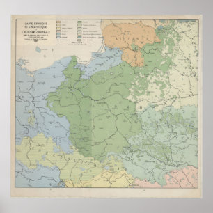 Poster Mapa Linguístico de 1937 da Europa Central e Orien