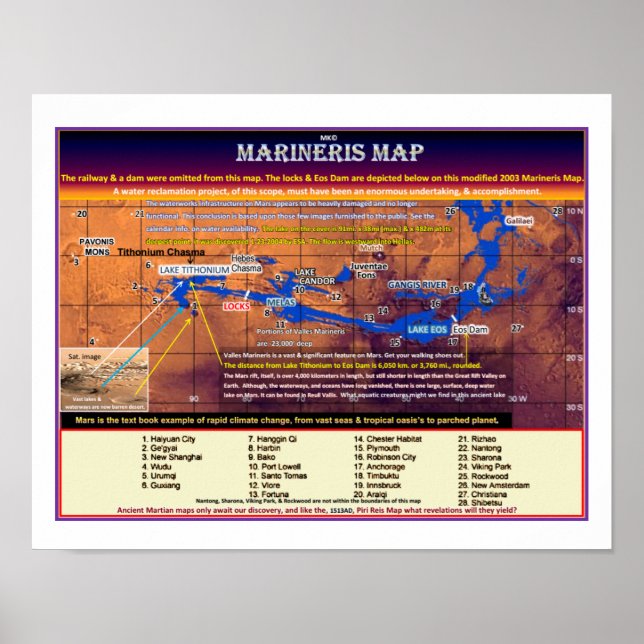 Poster Mapa Mars Marineris (Frente)