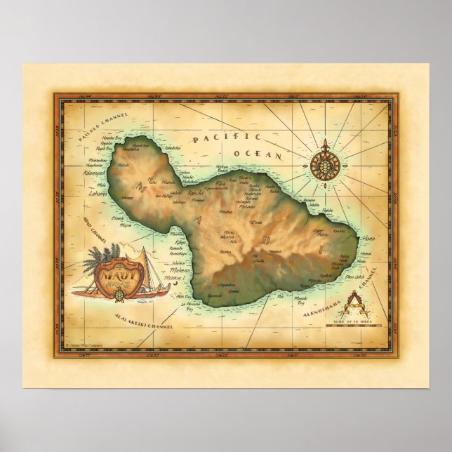Poster Mapa Maui (Frente)