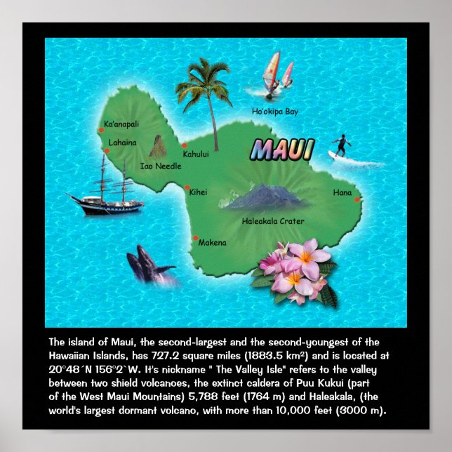 Poster Mapa Maui (Frente)