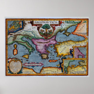Pôster Mapa mediterrânico do século XVII