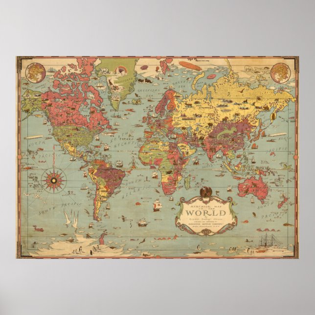 Poster Mapa Mercador do Mundo (Frente)