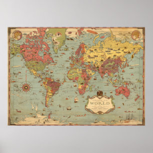 Poster Mapa Mercator do Mundo