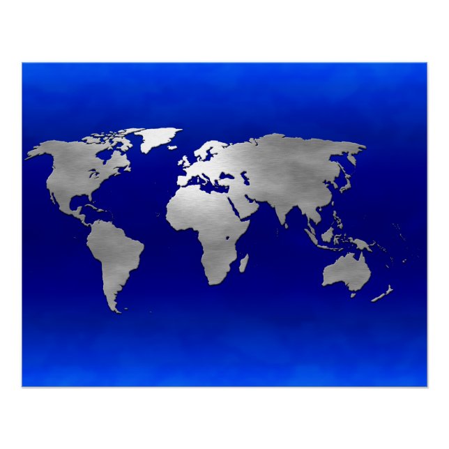 Pôster Mapa Metálico da Terra (Frente)