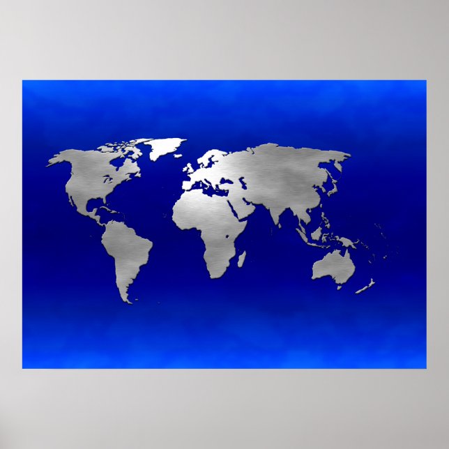 Poster Mapa Metálico da Terra (Frente)